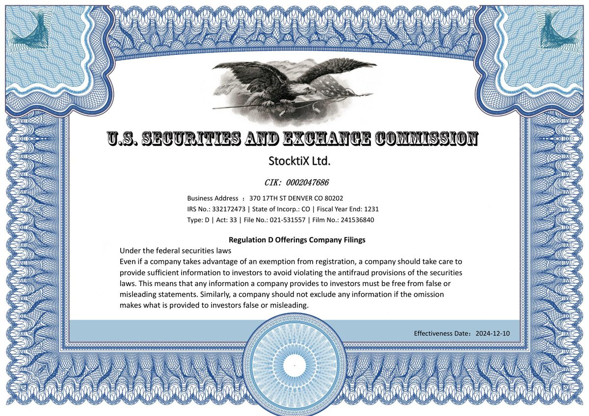 SEC filing — StocktiX Ltd.